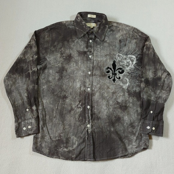 Eighty Eight Mens Large Button Down Shirt Tie Dye Angel Wings Graphic Print Y2K - Picture 2 of 9